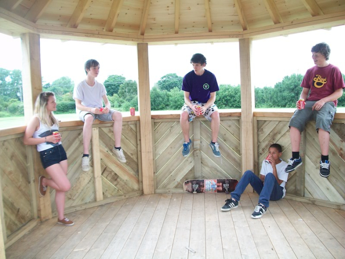 Kids and teens inside the finished rotunda